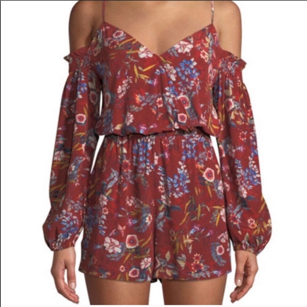 Willow & Clay Deep Red Floral Romper Medium - Picture 7 of 8